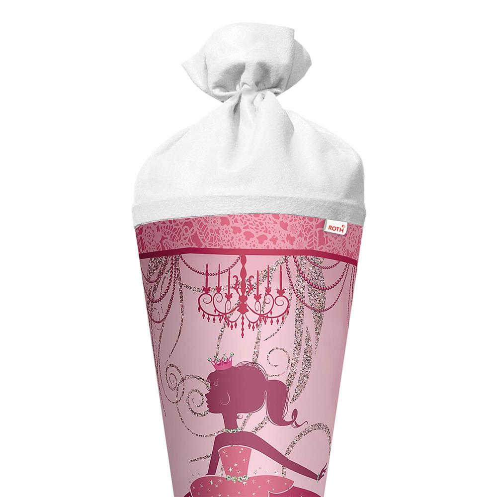Roth Schultüte Ballerina mit Glitter, 70cm, rund, mit Rot(h)-Spitze und weißem Filzverschluss