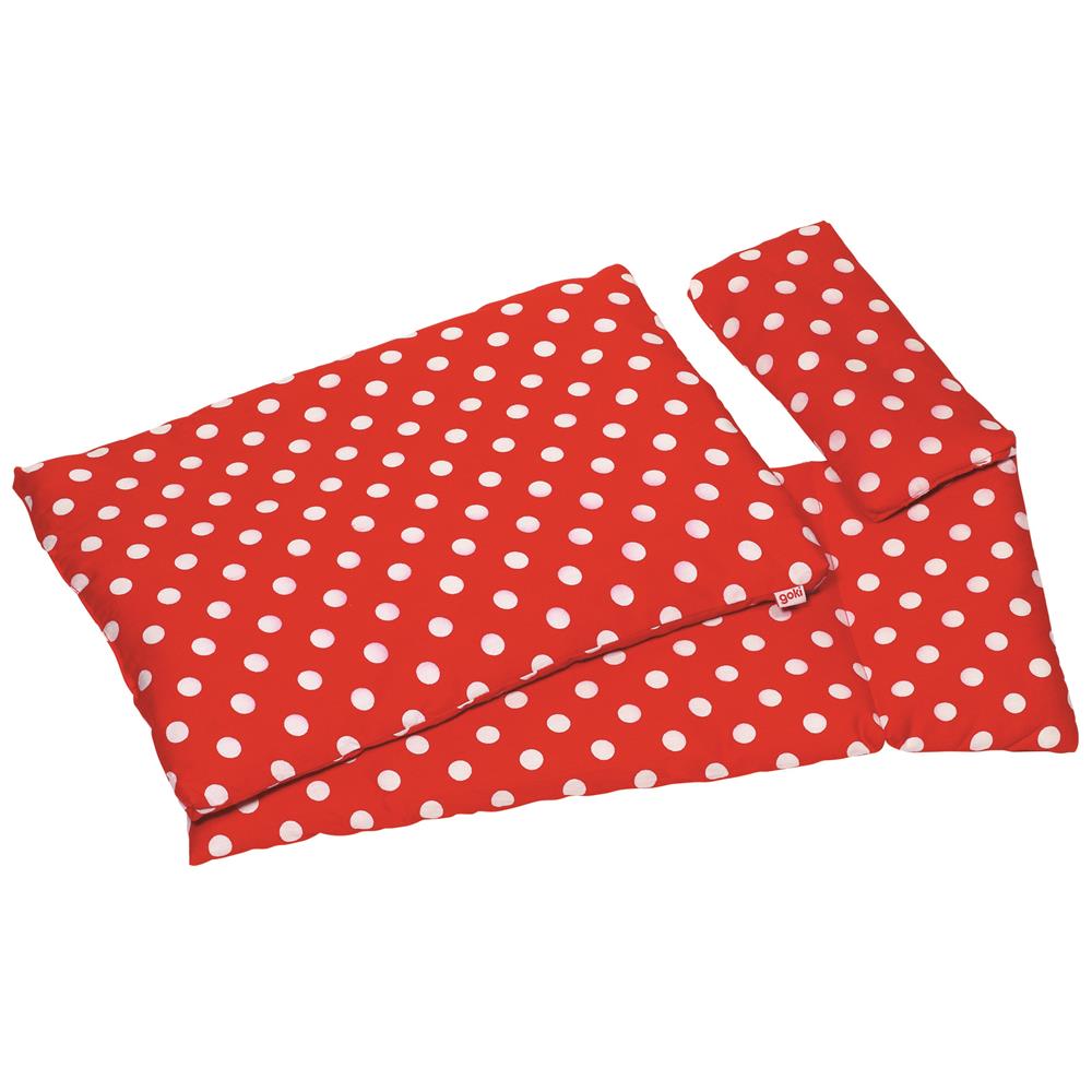 Goki Puppenbettzeug Pünktchen, Puppenbettwäsche, rot