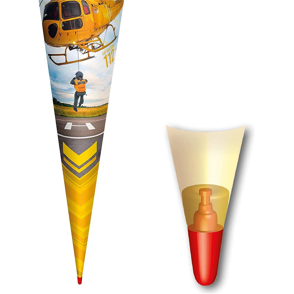 Roth Schultüte Helikopter, 70cm, rund, Rot(h)-Spitze, Filzverschluss