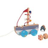 goki Ziehschiff Ahoi mit Motorikschleife – Metall- und Holzspielzeug, für Kinder ab 1 Jahr