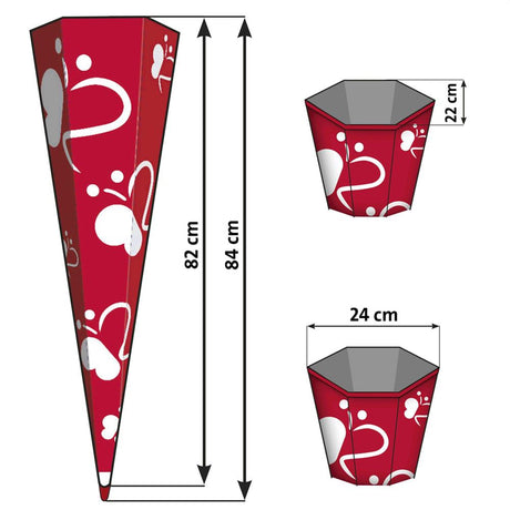 Roth Schultüte-Rohling/Basteltüte, weiß mit roten Punkten, 85cm, eckig, Rot(h)-Spitze, mit Tüllverschluss (weiß)