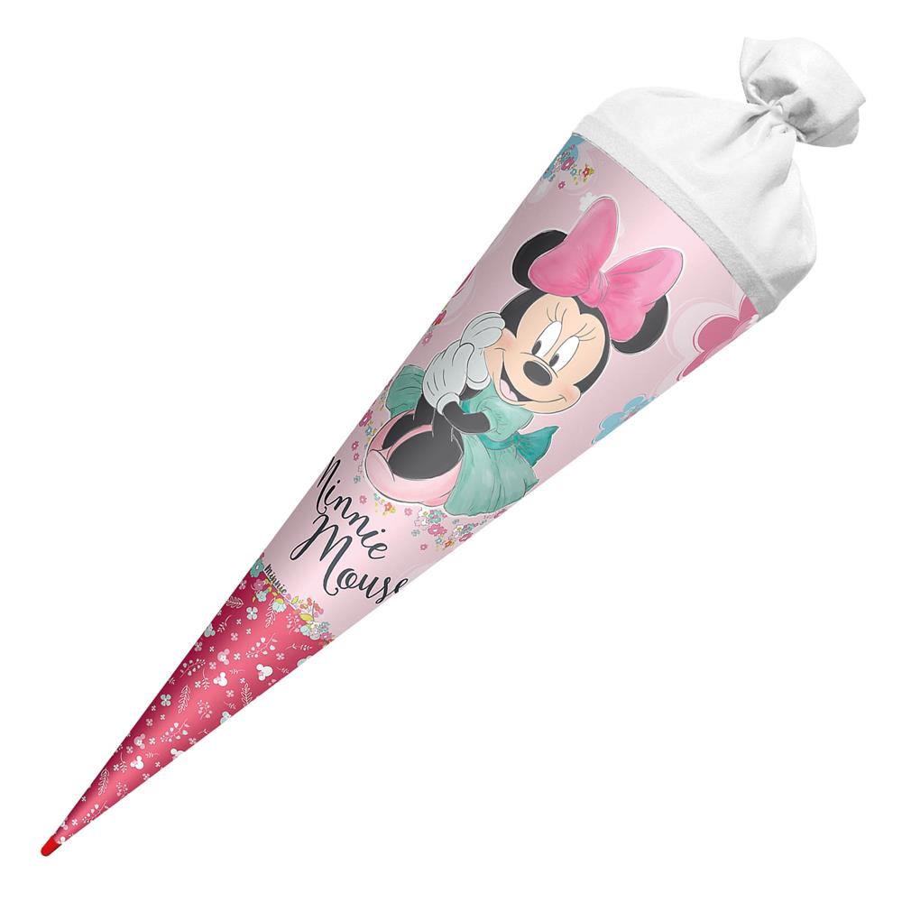 Roth Schultüte Disney Minnie Maus, 70cm, rund, mit Rot(h)-Spitze und weißem Filzverschluss