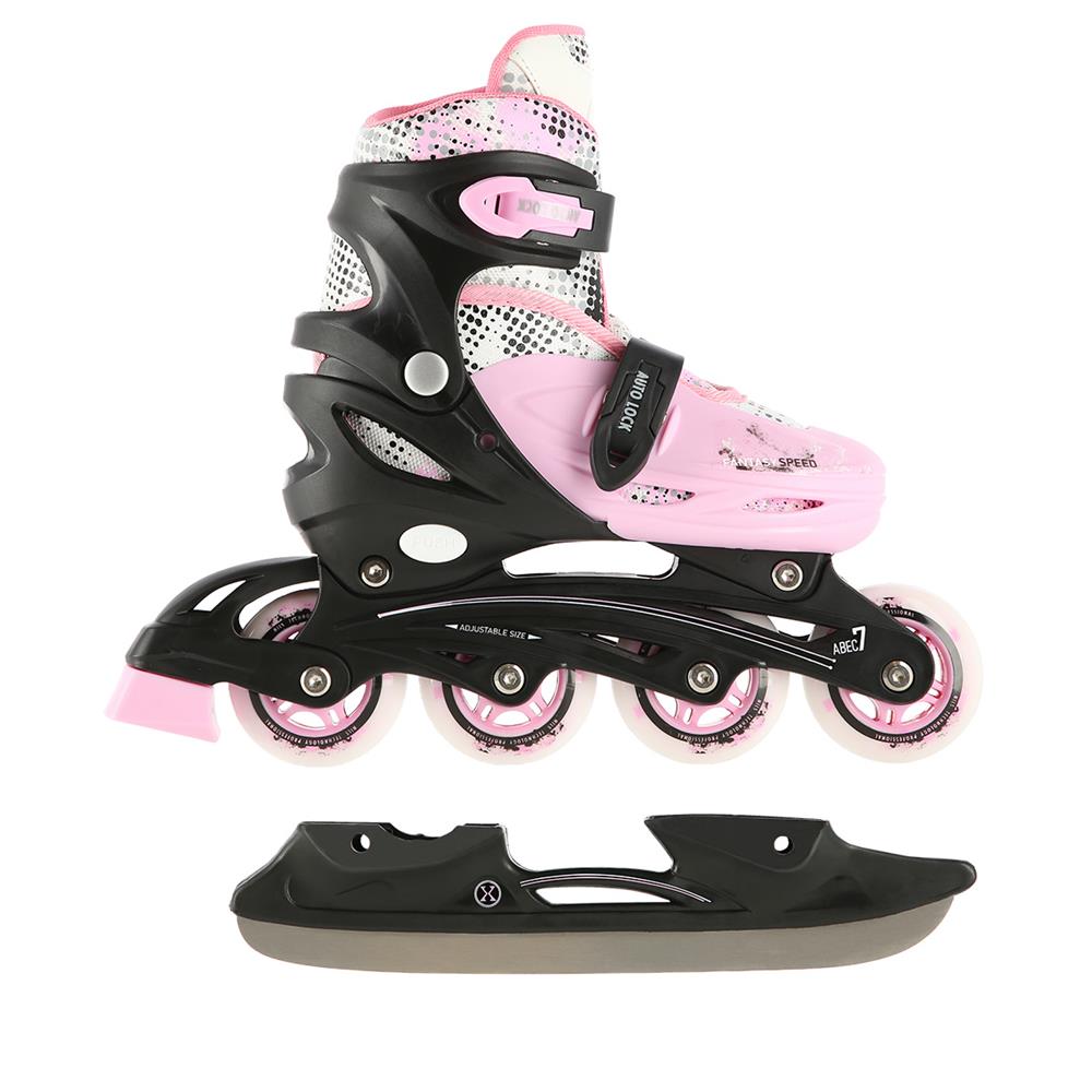 NILS EXTREME NH18331 4in1 Inliner Schlittschuhe Rollschuhe Gr. 31-34, Rosa, verstellbar