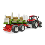 Bruder 03453 – Roadmax Traktor mit Rückeanhänger und 3 Baumstämmen, ab 2 Jahren