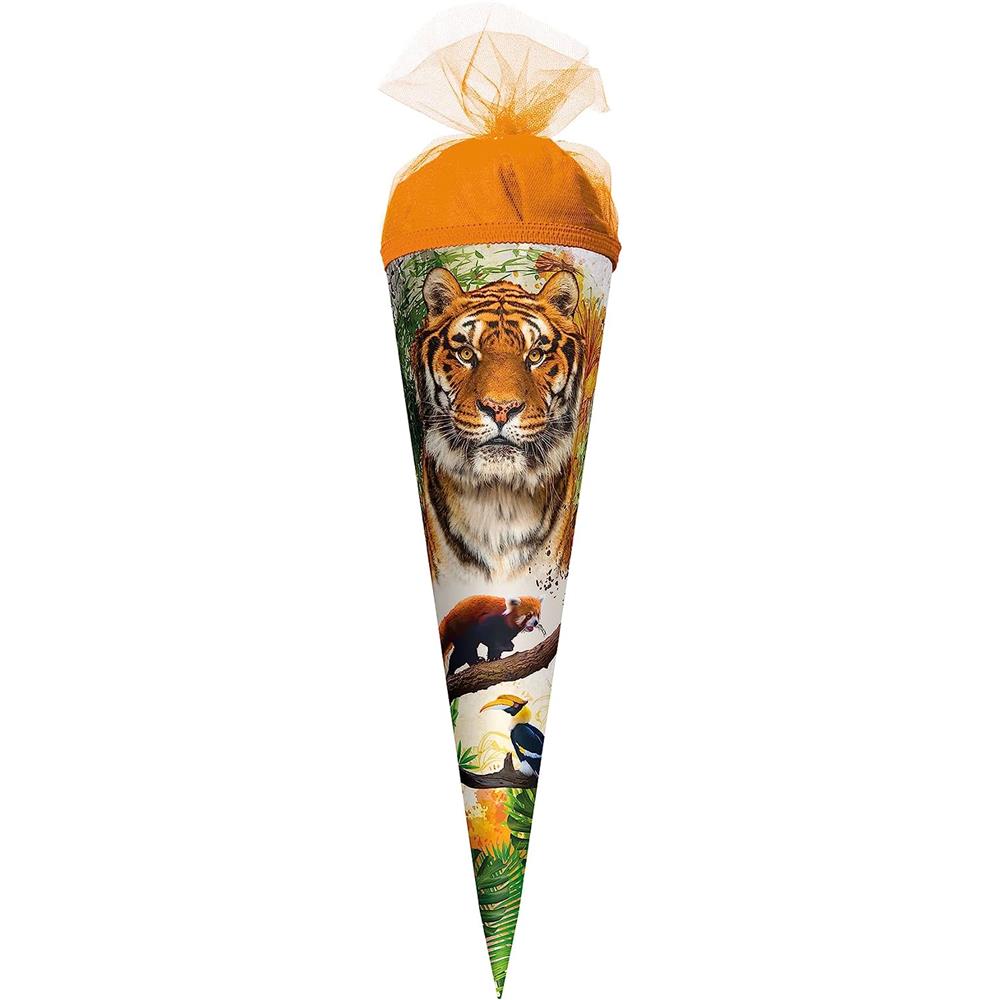 Roth Schultüte Tiger, 50cm, rund, Tüllverschluss