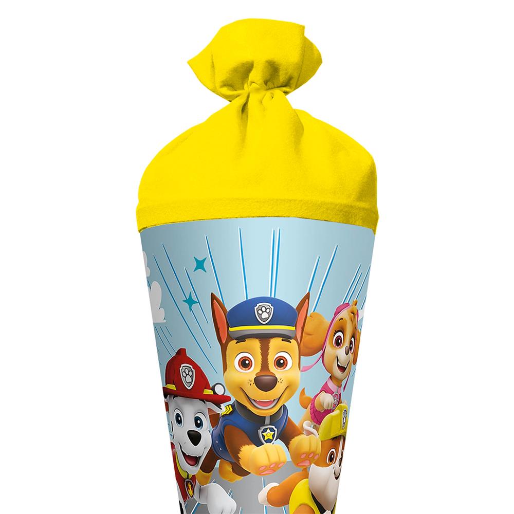 Roth Schultüte Paw Patrol, 70cm, rund, mit Rot(h)-Spitze und gelbem Filzverschluss