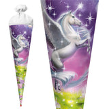 Roth Schultüte Magic Pegasus, 70cm, rund, Rot(h)-Spitze, Filzverschluss, Glitter