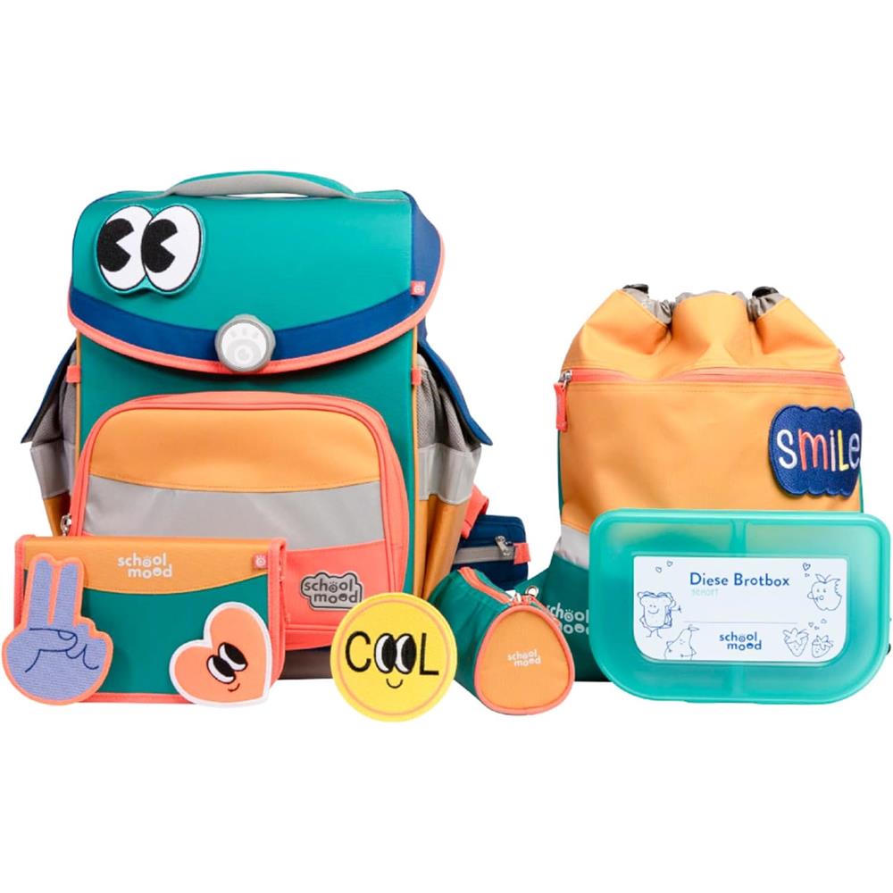 School-Mood Schulranzenset Timeless Pro Happy Emerald (Happy Colours Collection), 6-teilig