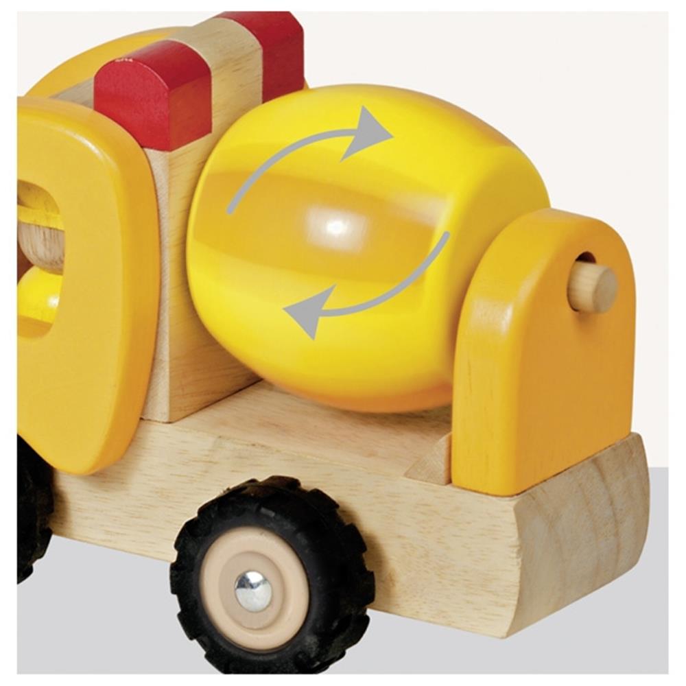 Goki Baufahrzeug aus Holz - Betonmischer mit Spielfigur
