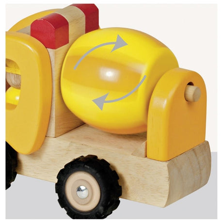 goki Baufahrzeug aus Holz - Betonmischer mit Spielfigur