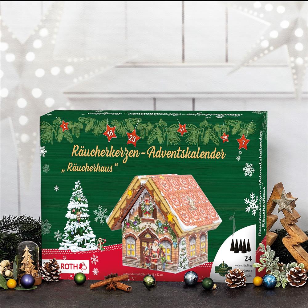 Roth Räucherkerzen-Adventskalender Haus der Düfte – 24 Düfte im dekorativen Räucherhäuschen