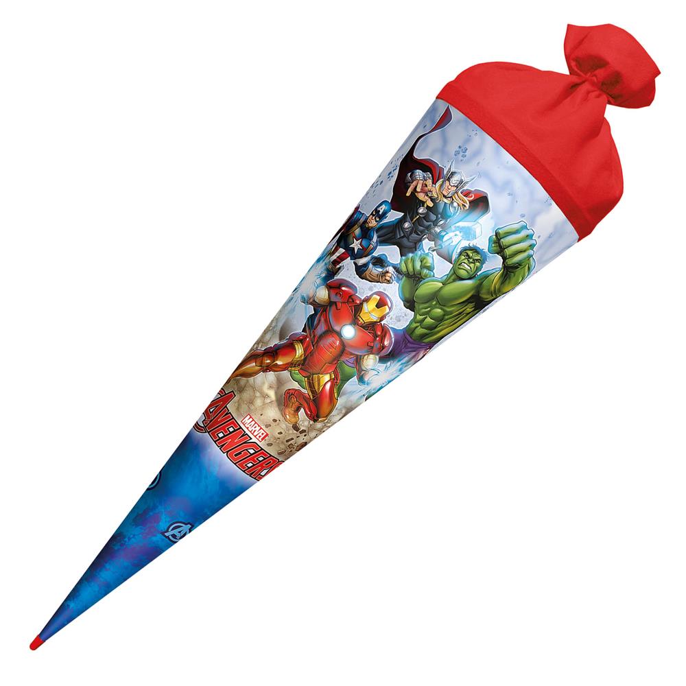 Roth Schultüte Marvel Avengers, 70cm, rund, mit Rot(h)-Spitze und rotem Filzverschluss