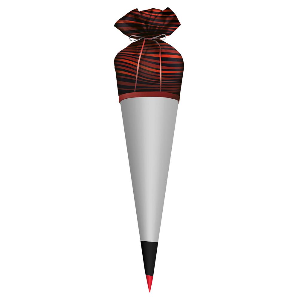 Roth Schultüte Stoffbezug mit Satinschleife, schwarz/rot, 70cm, rund - ohne Rohling