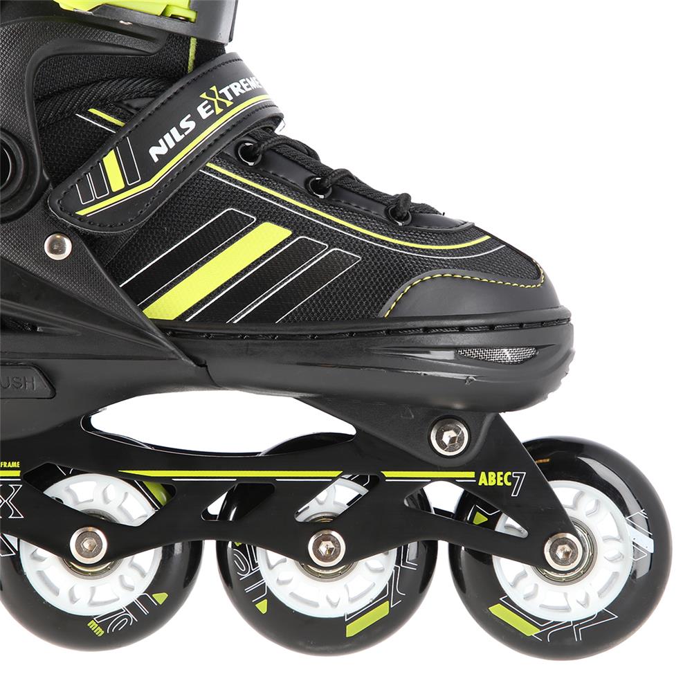 NILS EXTREME NH18191 2in1 Inliner Schlittschuhe Kinder Gr. 34-38, Schwarz-Limettengrün, verstellbar