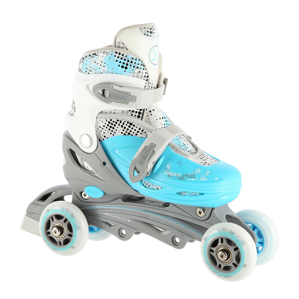 NILS EXTREME NH18331 4in1 Inliner Schlittschuhe Rollschuhe Gr. 35-38, Blau, verstellbar