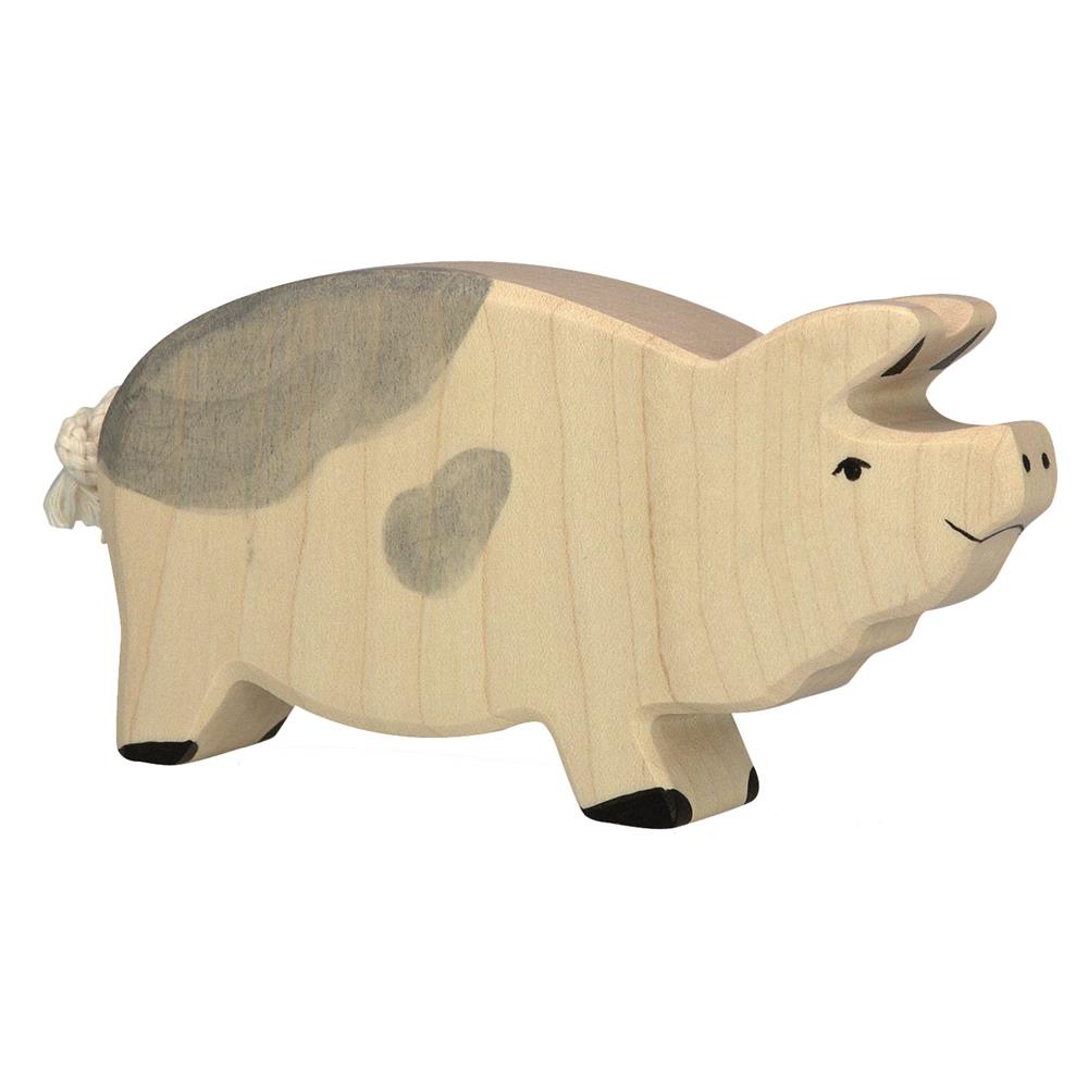 Holztiger Holzfigur - Eber, gefleckt, Holzspielzeug, ab 3 Jahren