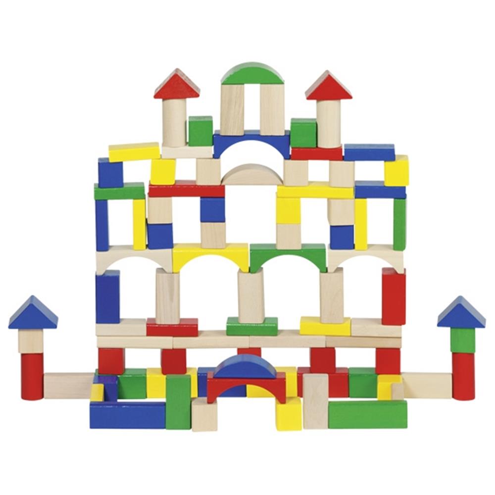 Goki Holzbausteine - 100 Teile, bunt lackiert