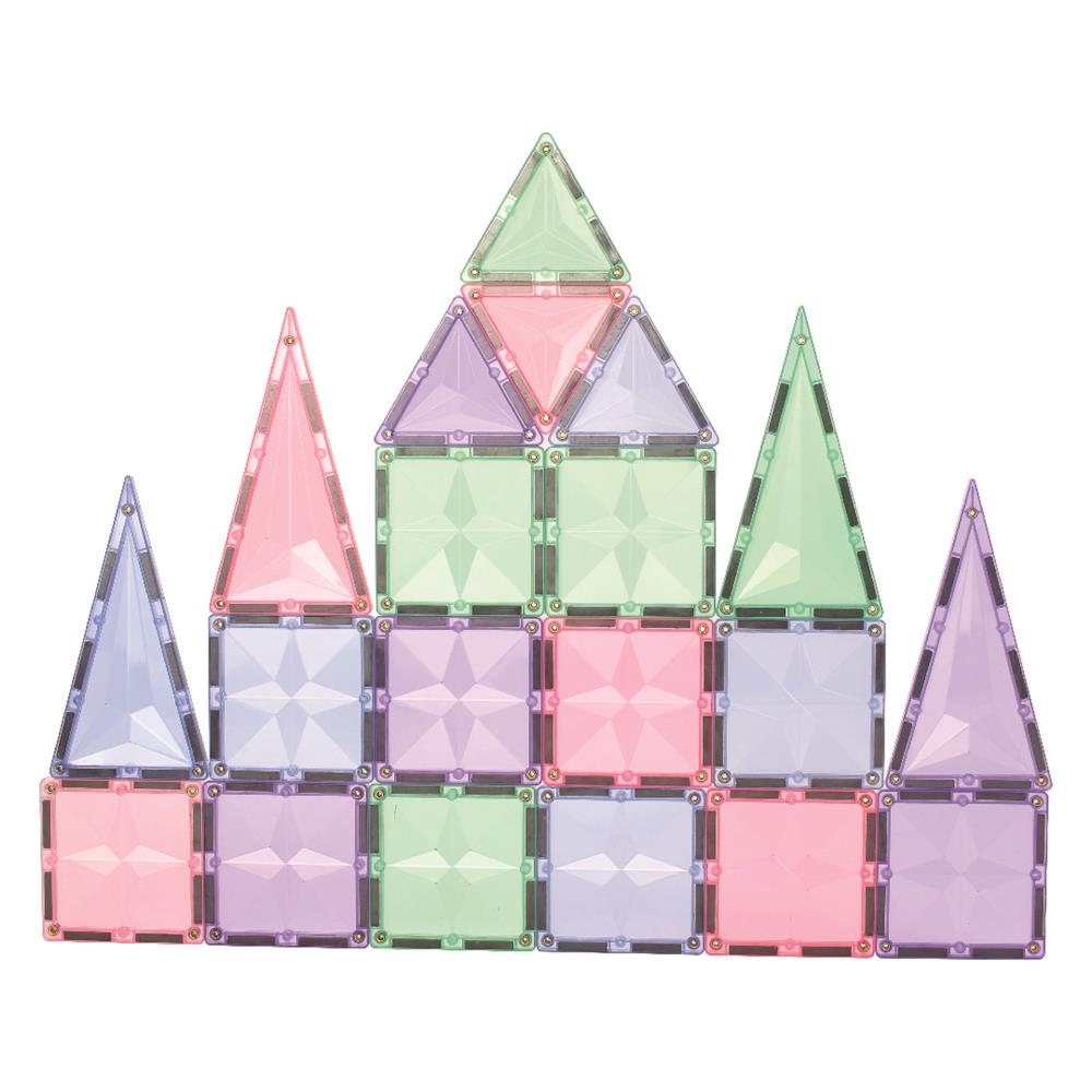 Cleverclixx Geometrie-Bausatz in Pastellfarben 45 Teile, geometrische Bausteine, Magnetspielzeug