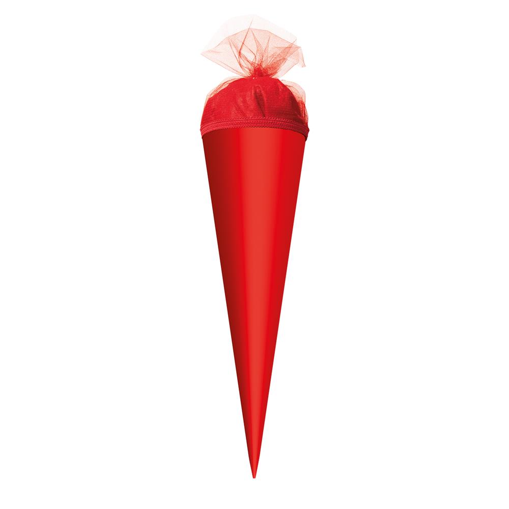 Roth Schultüte-Rohling/Basteltüte, rot, 50cm, rund, Tüllverschluss