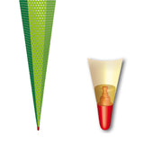 Roth Schultüte-Rohling/Basteltüte, grün mit Punkten, Folie, 85cm, eckig, Rot(h)-Spitze, mit Tüllverschluss (weiß)