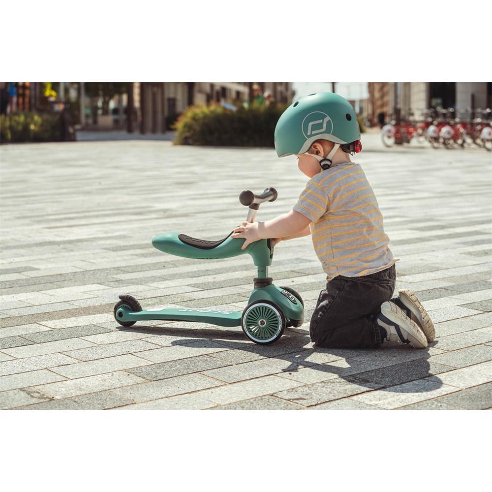 Scoot & Ride Kinderhelm Größe XXS-S (45-51 cm) forest - Schutzhelm mit LED-Licht