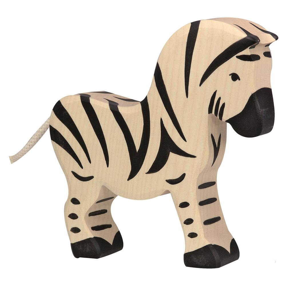 Holztiger Holzfigur - Zebra, klein, stehend, Holzspielzeug, ab 3 Jahren