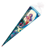 Roth Schultüte Magische Meerjungfrau, 85cm, eckig, Rot(h)-Spitze, Filzverschluss, Folieneffekt, Paillettenborte