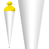 Roth Schultüte-Rohling/Basteltüte, weiß, 70cm, rund, Rot(h)-Spitze, mit Filzverschluss (gelb)