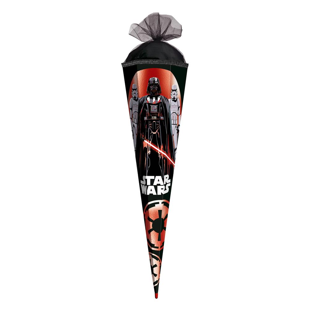 Roth Schultüte Disney Star Wars mit Folieneffekt, 85cm, eckig, mit Rot(h)-Spitze und schwarzem Tüll