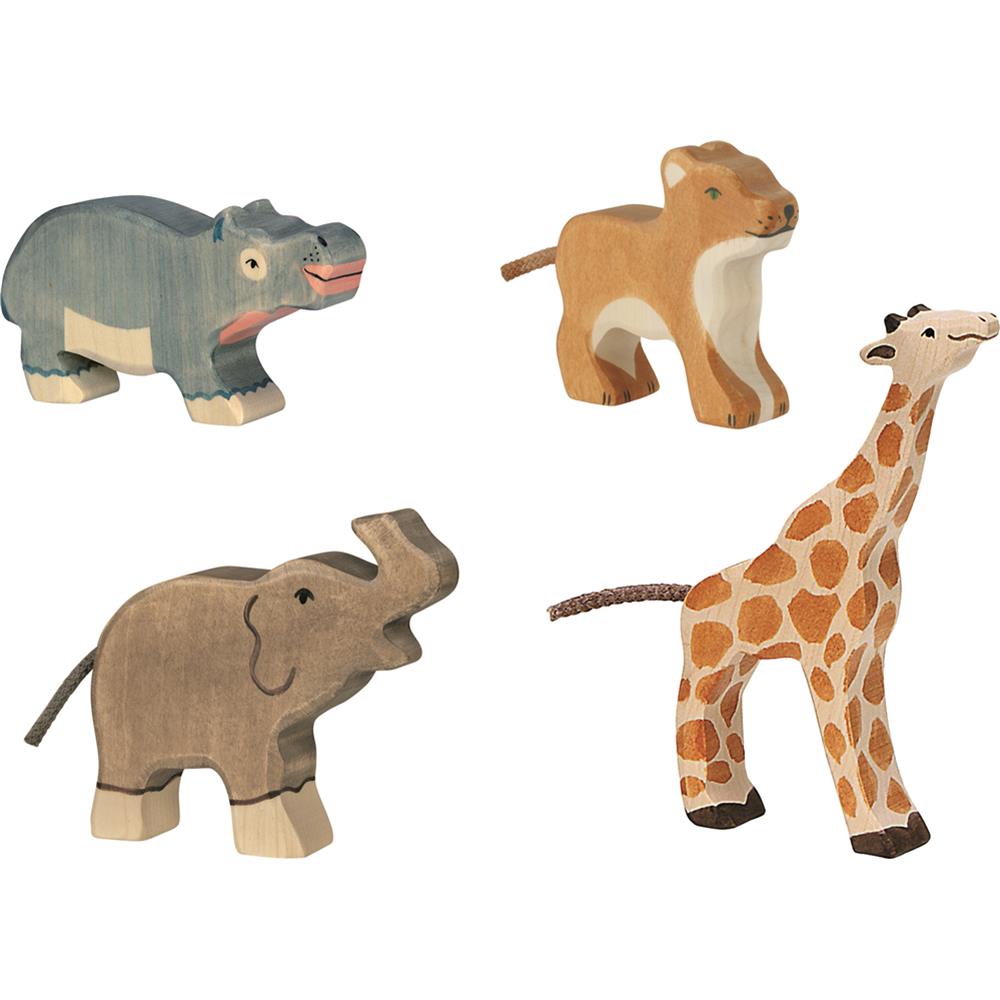 Holztiger Wilde Tiere Holzfiguren 4er Set aus Holz