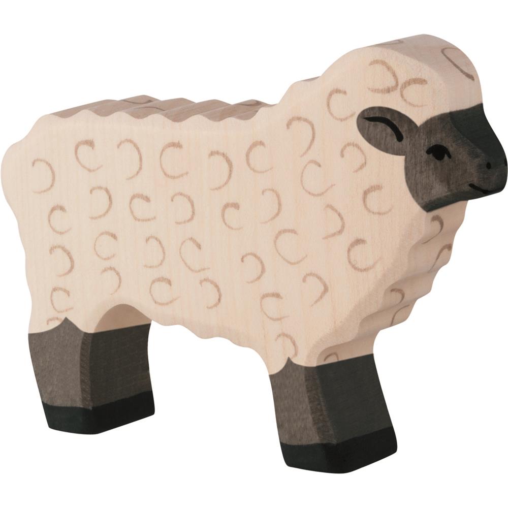 Holztiger Holzfigur - Schwarzkopfschaf, groß, Lamm, Holzspielzeug, ab 3 Jahren