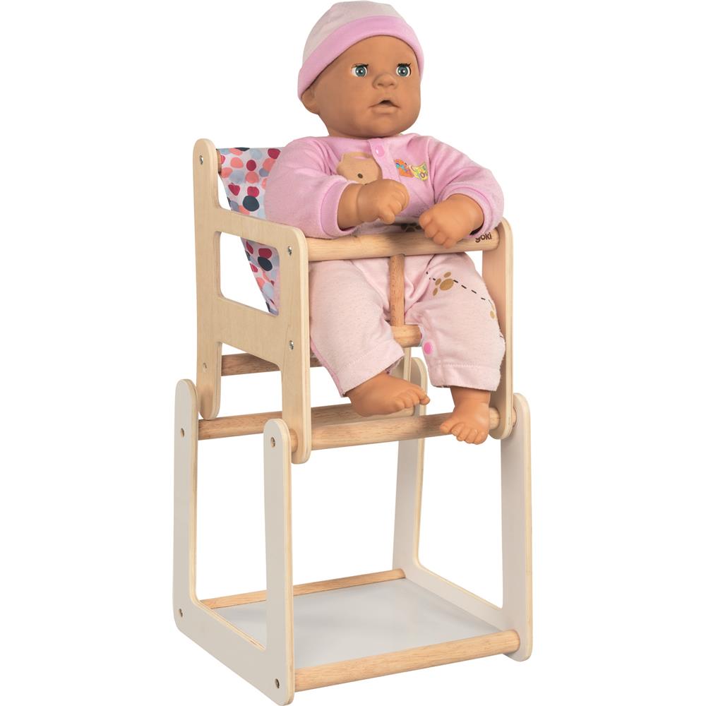 Goki Puppenhochstuhl mit Tisch, 2in1, modernes, farbenfrohes Design