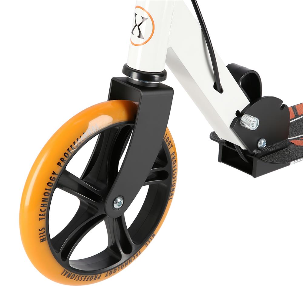 NILS EXTREME HM0107 City Scooter Weiß-Orange, Freizeitroller, ABEC-7, Handbremse, bis 100 kg