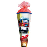 Roth Schultüte Feuerwehr, 85cm, eckig, Rot(h)-Spitze, Tüllverschluss