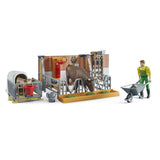 Bruder 62611 - bworld Kuh- und Kälberstall mit Landwirt, Kuh und Kalb