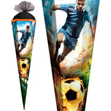 Roth Schultüte Fußballer/Soccer, 85cm, eckig, Rot(h)-Spitze, Tüllverschluss