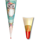 Roth Schultüte Eule Lieselotte, 70cm, rund, Rot(h)-Spitze, Filzverschluss