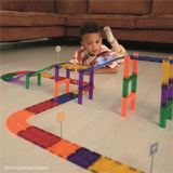 Cleverclixx Autobahn-Bausatz Erweiterungsset 15 Kurven Knallfarben, Rennstrecke, magnetische Bausteine