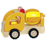 goki Baufahrzeug aus Holz - Betonmischer mit Spielfigur