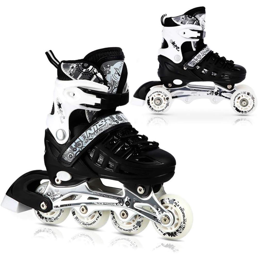 4in1 Inliner Schlittschuhe Rollschuhe Gr. 35-38, Schwarz, verstellbar | NILS EXTREME NH10905