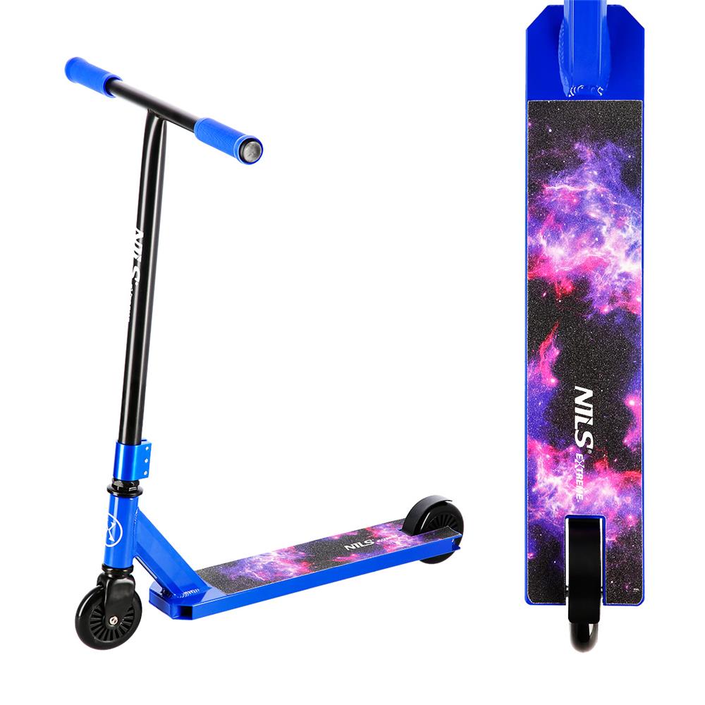 NILS EXTREME HS021 SPACE Stunt Scooter Blau, Freestyle Roller, ABEC-9, bis 100 kg