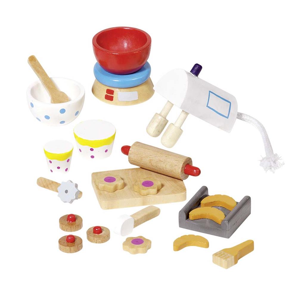 goki Back-Set aus Holz, 22-teiliges Backzubehör - Zubehör für Spielküche