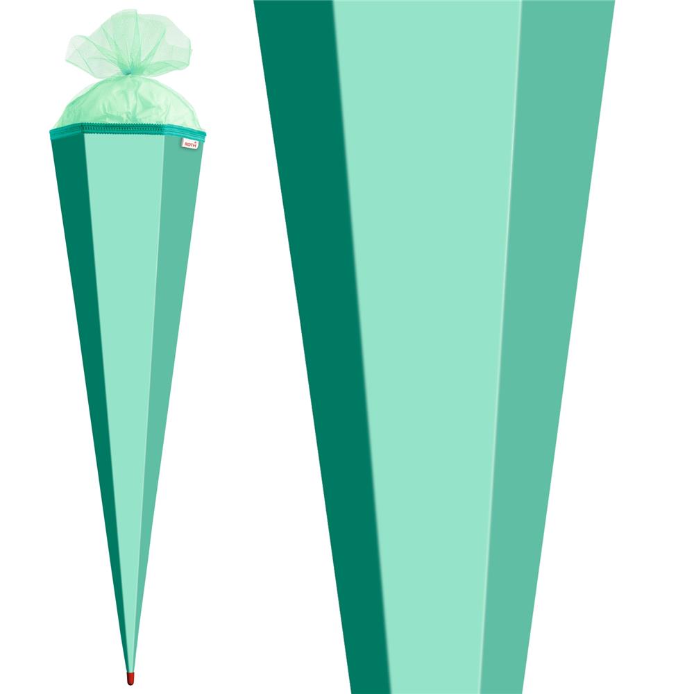 Roth Schultüte-Rohling/Basteltüte, mint, 85cm, eckig, Rot(h)-Spitze, mit Tüllverschluss