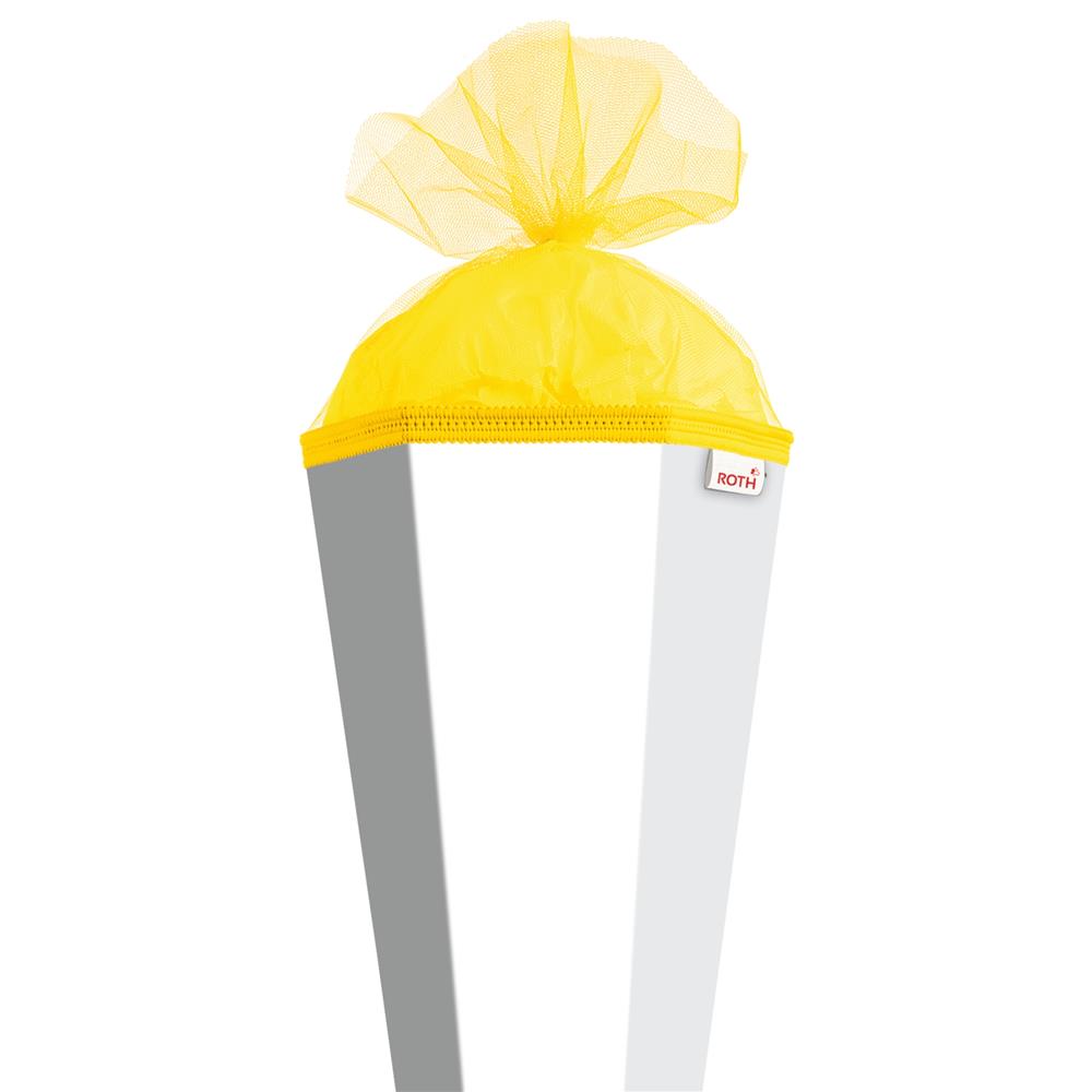 Roth Schultüte-Rohling/Basteltüte, weiß, 85cm, eckig, Rot(h)-Spitze, mit Tüllverschluss (gelb)