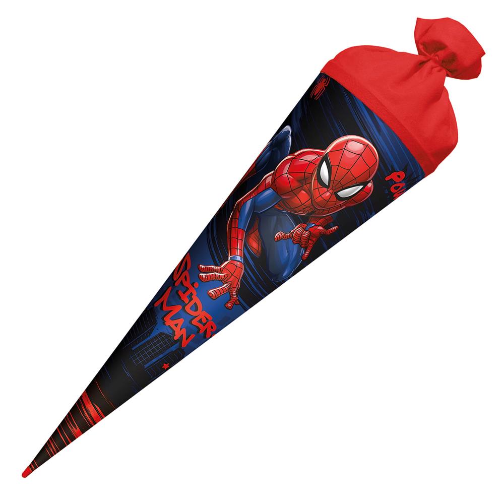 Roth Schultüte Marvel Spiderman, 70cm, rund, mit Rot(h)-Spitze und rotem Filzverschluss