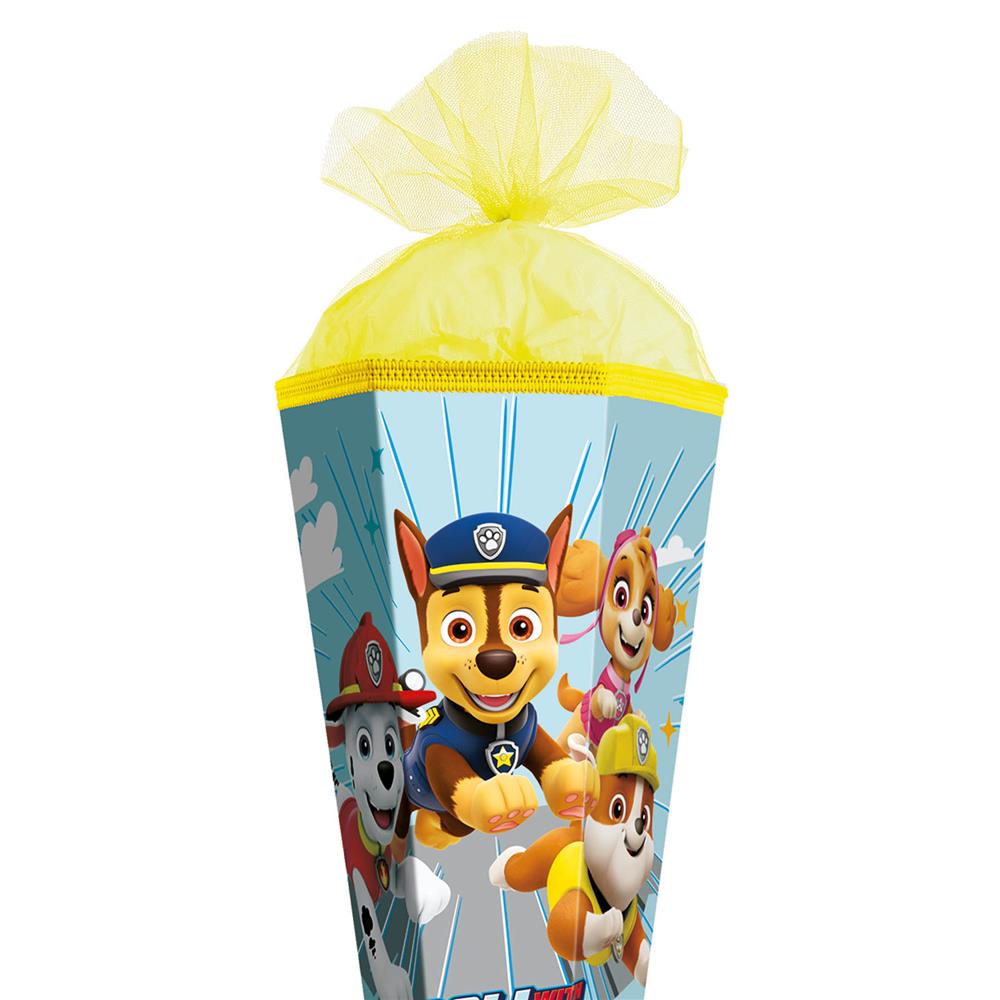 Roth Schultüte Paw Patrol, 85cm, eckig, mit Rot(h)-Spitze und gelbem Tüllverschluss