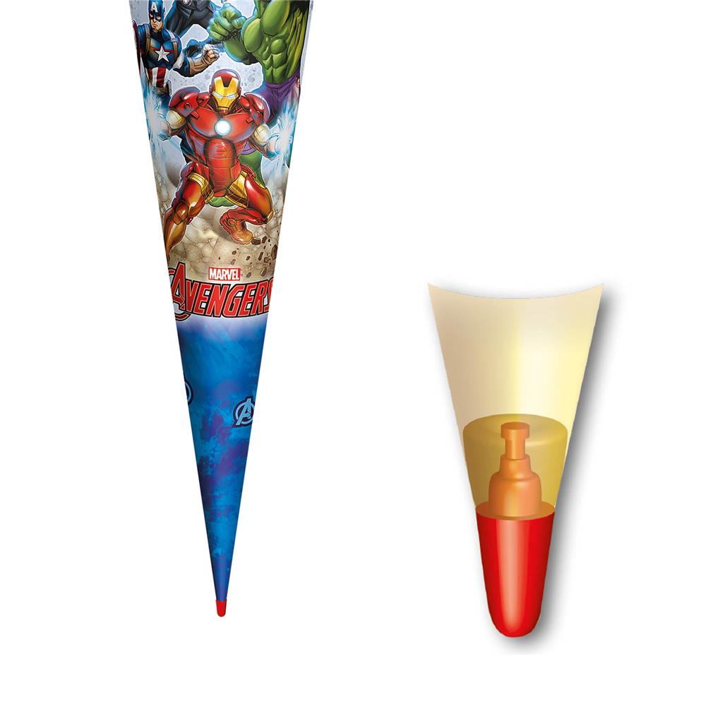 Roth Schultüte Marvel Avengers, 70cm, rund, mit Rot(h)-Spitze und rotem Filzverschluss