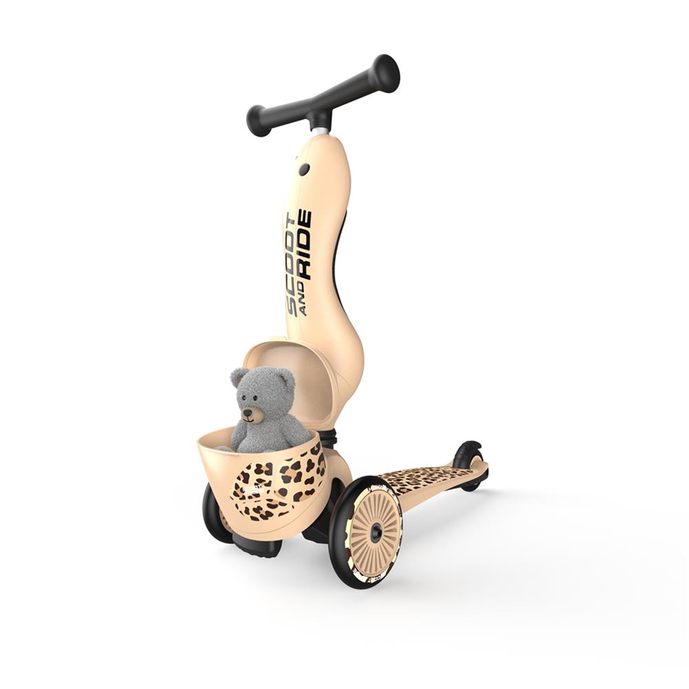 Scoot & Ride Highwaykick 1 Lifestyle, leopard - Kinderroller mit Aufbewahrungsbox