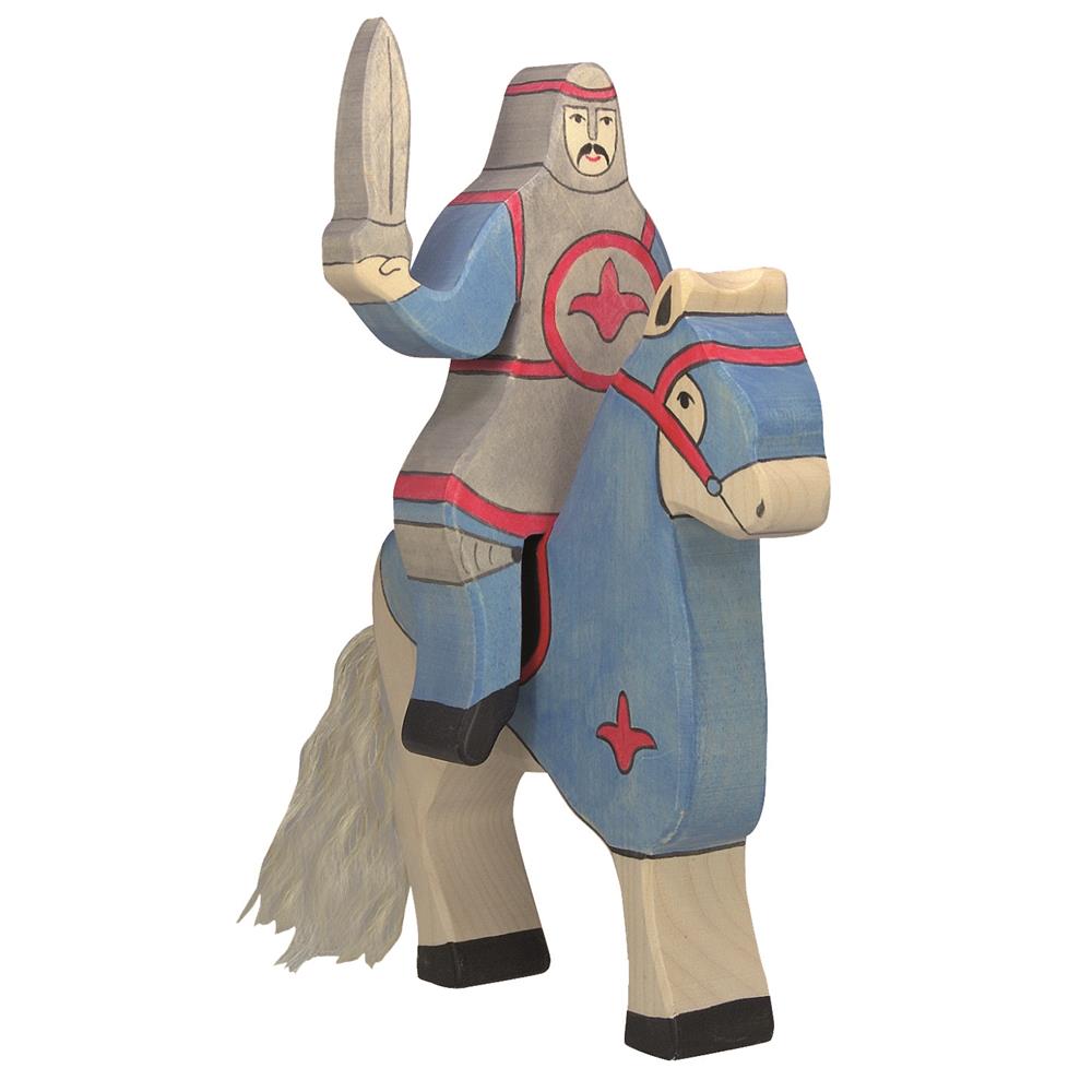 Holztiger Holzfigur - Turnierpferd, blau, Holzspielzeug, ab 3 Jahren